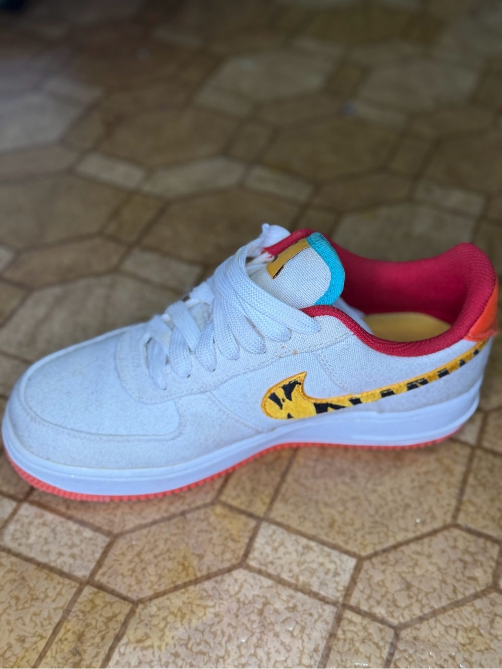 Women White Casual Sneakers with Yellow Accent